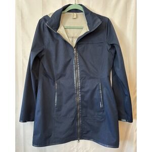 Mondetta Blue Hooded Rain Jacket Women's Full Zip-Up Pockets Taped Seams Size M